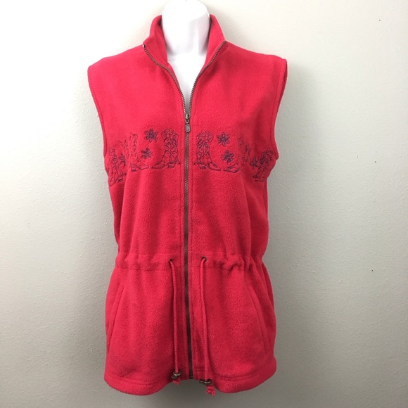 Line Two red fleece zip front western style vest - Picture 15 of 16